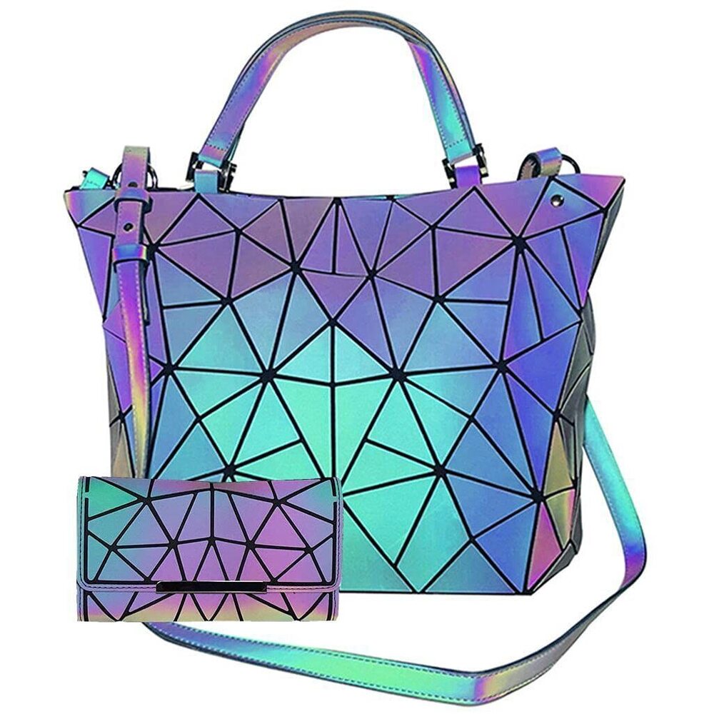 4666 Geometric Bag Reflective Purse Holographic Handbag Geometric Shoulder